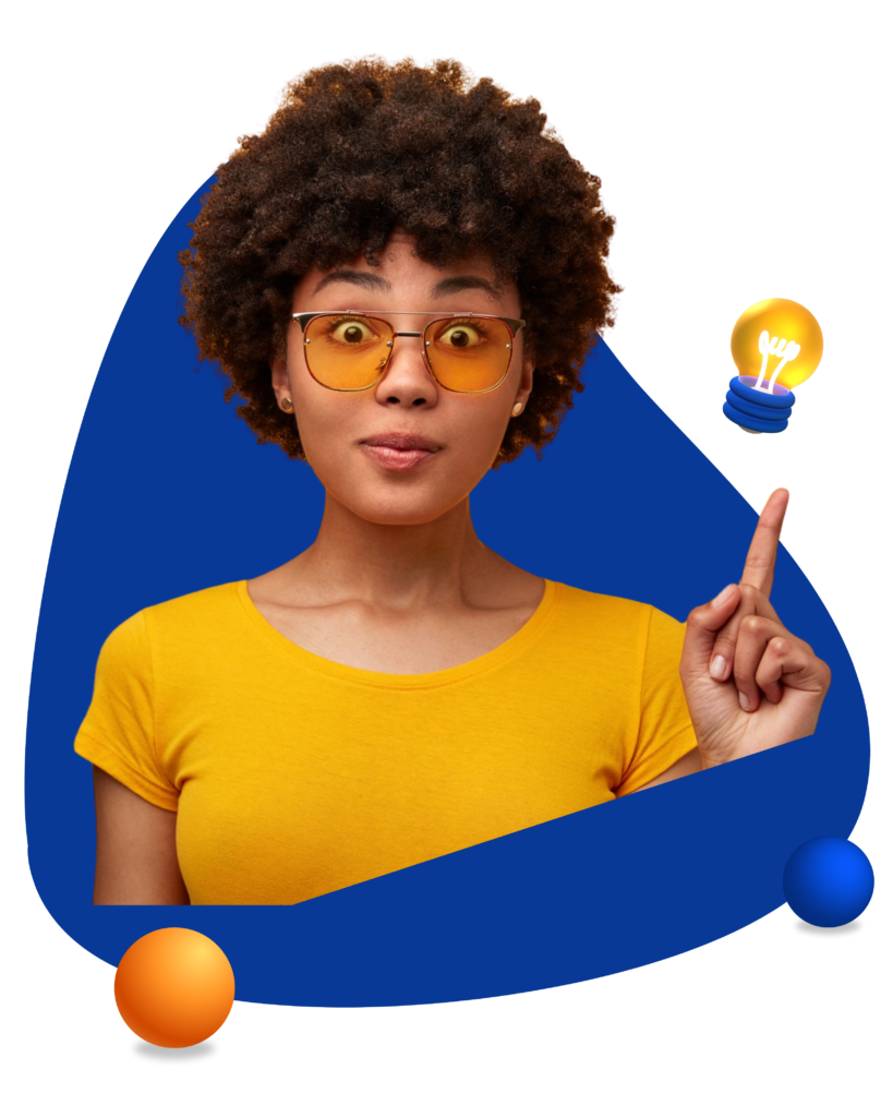 Mulher apontando- ideia nova